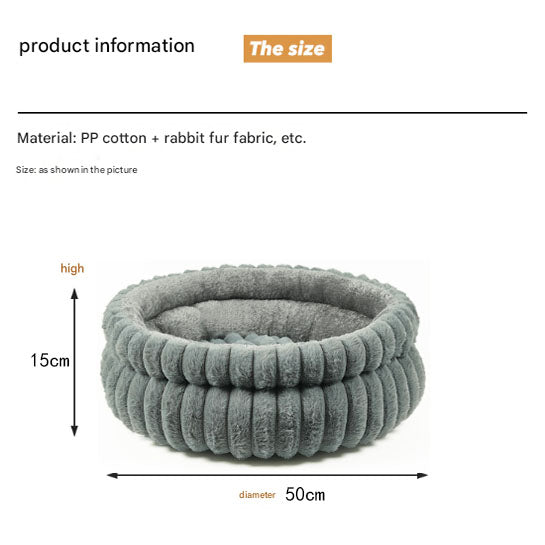 Grey Plush Round Pet Bed with Removable Cushion M Size, Thickened Warm Dog and Cat Nest for Small to Medium Pets, Cozy and Soft Sleeping Space for Home Use Kemu |Fashion Home Kitchen Beauty