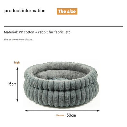 Grey Plush Round Pet Bed with Removable Cushion M Size, Thickened Warm Dog and Cat Nest for Small to Medium Pets, Cozy and Soft Sleeping Space for Home Use Kemu |Fashion Home Kitchen Beauty