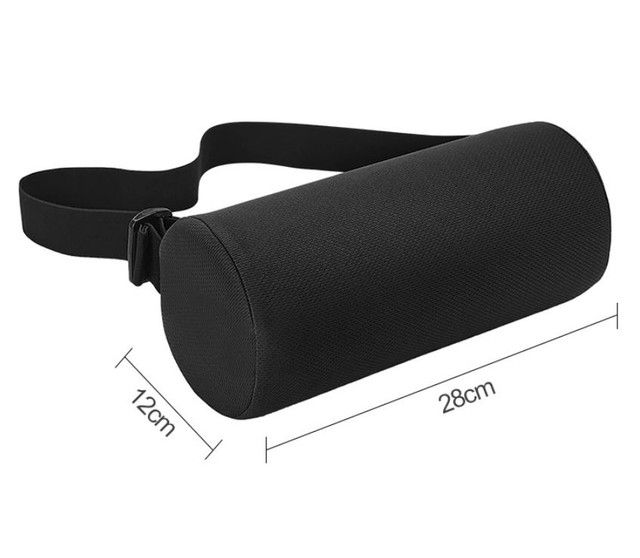 Blue Portable McKenzie Method Ergonomic Lumbar Support Roll - Adjustable Memory Foam Cylinder Pillow with Breathable Cover