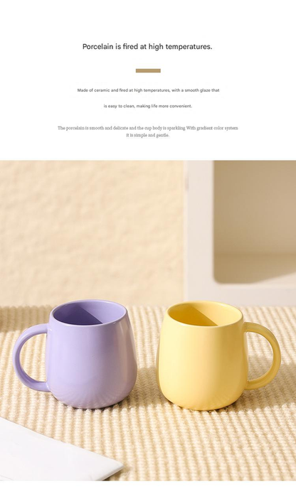 Yellow Premium Macaron Ceramic Coffee Mug Set - 500ml Large Capacity Belly Cup with Underglaze Finish, Minimalist Nordic Style Porcelain Mug for Coffee, Tea, Milk and Oatmeal Kemu |Fashion Home Kitchen Beauty