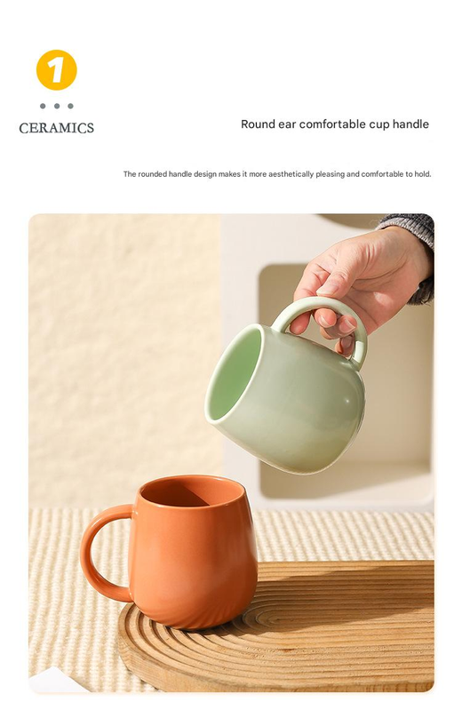 Yellow Premium Macaron Ceramic Coffee Mug Set - 500ml Large Capacity Belly Cup with Underglaze Finish, Minimalist Nordic Style Porcelain Mug for Coffee, Tea, Milk and Oatmeal Kemu |Fashion Home Kitchen Beauty