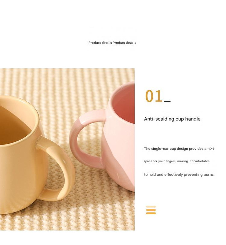 Yellow Premium Macaron Ceramic Coffee Mug Set - 500ml Large Capacity Belly Cup with Underglaze Finish, Minimalist Nordic Style Porcelain Mug for Coffee, Tea, Milk and Oatmeal Kemu |Fashion Home Kitchen Beauty
