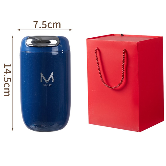 Blue Gift Box Set Premium 316 Stainless Steel Coffee Tumbler - 350ml Vacuum Insulated Travel Mug with Sip Lid, Leak-Proof Egg Shape Design, Hot & Cold Beverage Cup for Office Commute Outdoor Gift Kemu |Fashion Home Kitchen Beauty