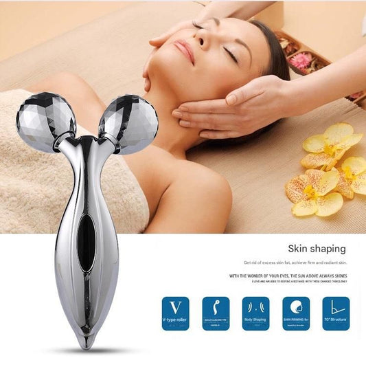Aureate 3D Face Roller Massager V-Shaped Lifting Tool - Double Ball Facial Massage Device for Skin Tightening Wrinkle Reduction Jawline Contouring Beauty Care Kemu |Fashion Home Kitchen Beauty