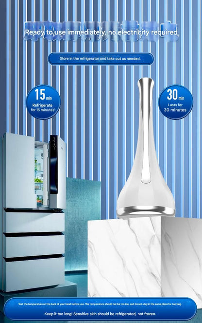 White Flat-Surface Ice  Cold Therapy Facial Tool - Mini Ice Hammer Cryo Stick for Pore Shrinking Skin Soothing Sunburn Relief - Reusable ABS+PC Cooling Massager