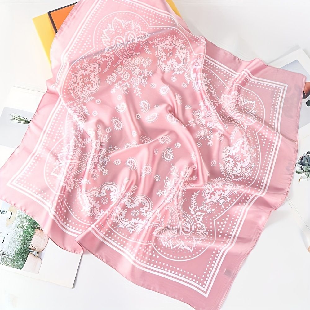 Bohemian Blue Women's 70cm Square Scarf - Bohemian Paisley & Vintage Print Collection - Lightweight Satin Feel, Versatile Neck Tie, Head Wrap, Bag Accent, Everyday Elegance, Gift Ready Kemu |Fashion Home Kitchen Beauty