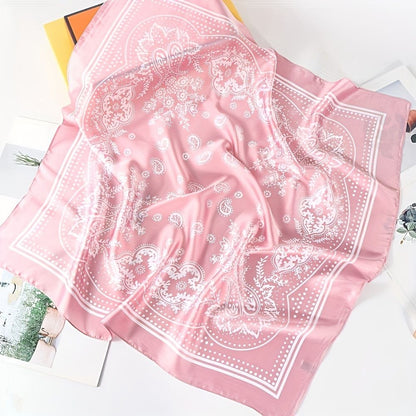 Bohemian Blue Women's 70cm Square Scarf - Bohemian Paisley & Vintage Print Collection - Lightweight Satin Feel, Versatile Neck Tie, Head Wrap, Bag Accent, Everyday Elegance, Gift Ready Kemu |Fashion Home Kitchen Beauty
