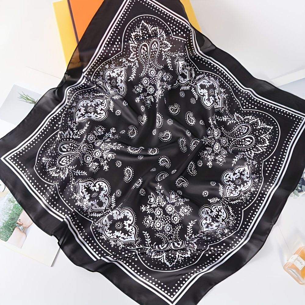 Bohemian Yellow Women's 70cm Square Scarf - Bohemian Paisley & Vintage Print Collection - Lightweight Satin Feel, Versatile Neck Tie, Head Wrap, Bag Accent, Everyday Elegance, Gift Ready Kemu |Fashion Home Kitchen Beauty