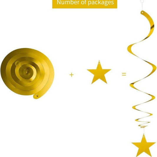 30-Piece Set for Golden and Silvery and Black Star Spiral Hanging Decorations - Birthday, Wedding, Graduation, and Party Ceiling Decoration - Festive Swirl Streamers, Easy Hang Party Supplies Kemu |Fashion Home Kitchen Beauty