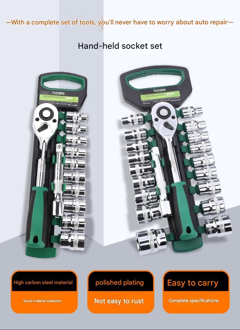 Green 14-Piece 1/4-Inch Drive 24-Tooth Ratchet & Socket Set — High-Carbon Steel, Mirror-Polished Socket Wrench Tool Kit — Automotive Repair Tool Set with Quick-Release Ratchet — Ideal for Car Maintenance, Mechanical Repairs, and DIY Projects Kemu |Fashion Home Kitchen Beauty