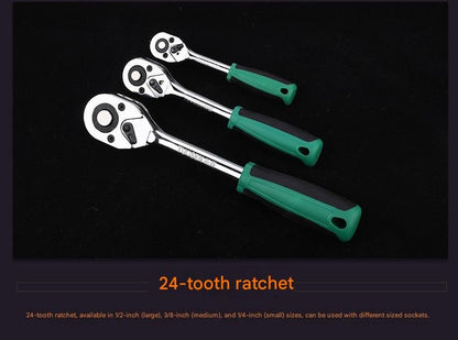 Green 14-Piece 1/4-Inch Drive 24-Tooth Ratchet & Socket Set — High-Carbon Steel, Mirror-Polished Socket Wrench Tool Kit — Automotive Repair Tool Set with Quick-Release Ratchet — Ideal for Car Maintenance, Mechanical Repairs, and DIY Projects Kemu |Fashion Home Kitchen Beauty