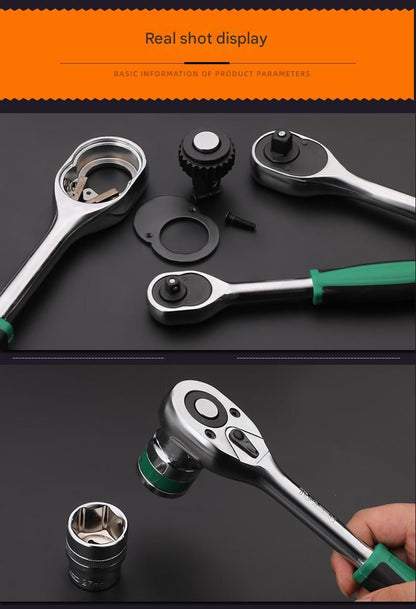 Green 14-Piece 1/4-Inch Drive 24-Tooth Ratchet & Socket Set — High-Carbon Steel, Mirror-Polished Socket Wrench Tool Kit — Automotive Repair Tool Set with Quick-Release Ratchet — Ideal for Car Maintenance, Mechanical Repairs, and DIY Projects Kemu |Fashion Home Kitchen Beauty