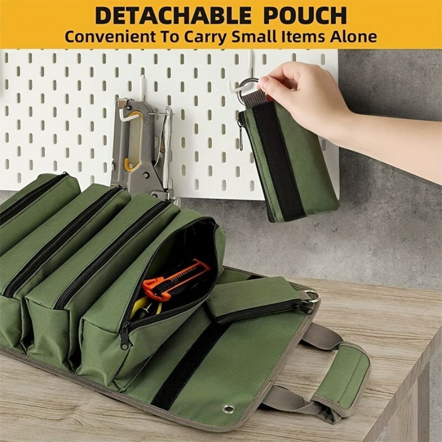 Black Multi-Purpose 600D Oxford Cloth Roll-Up Tool Organizer Bag – Heavy-Duty Waterproof & Anti-Scratch Organizer for Electricians, Mechanics & Automotive Use-Duty Oxford Fabric - Multi-Pocket Storage for Electricians, Mechanics & DIY Enthusiasts Kemu |Fashion Home Kitchen Beauty