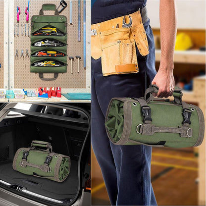 Black Multi-Purpose 600D Oxford Cloth Roll-Up Tool Organizer Bag – Heavy-Duty Waterproof & Anti-Scratch Organizer for Electricians, Mechanics & Automotive Use-Duty Oxford Fabric - Multi-Pocket Storage for Electricians, Mechanics & DIY Enthusiasts Kemu |Fashion Home Kitchen Beauty