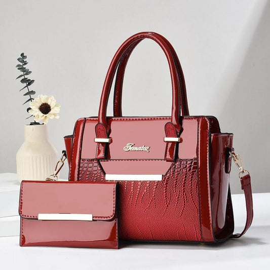 Red Women's Handbag Set - Large Capacity 2 Piece Shoulder Bag with Matching Wallet Kemu |Fashion Home Kitchen Beauty