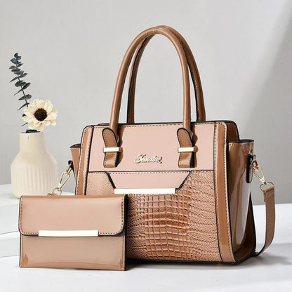 Khaki Women's Handbag Set - Large Capacity 2 Piece Shoulder Bag with Matching Wallet Kemu |Fashion Home Kitchen Beauty