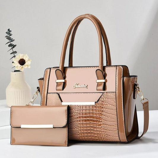 Khaki Women's Handbag Set - Large Capacity 2 Piece Shoulder Bag with Matching Wallet Kemu |Fashion Home Kitchen Beauty