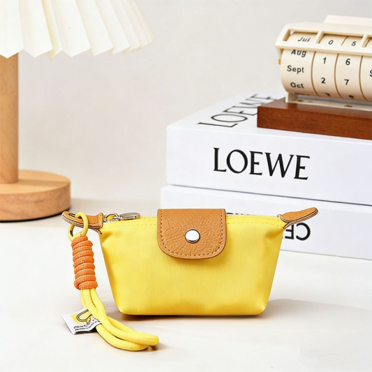 Yellow Mini Nylon Coin Purse with Wrist Strap - Compact Zipper Key Holder Pouch for Cards Lipstick and Earphones Kemu |Fashion Home Kitchen Beauty