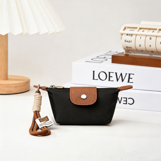 Black Mini Nylon Coin Purse with Wrist Strap - Compact Zipper Key Holder Pouch for Cards Lipstick and Earphones Kemu |Fashion Home Kitchen Beauty
