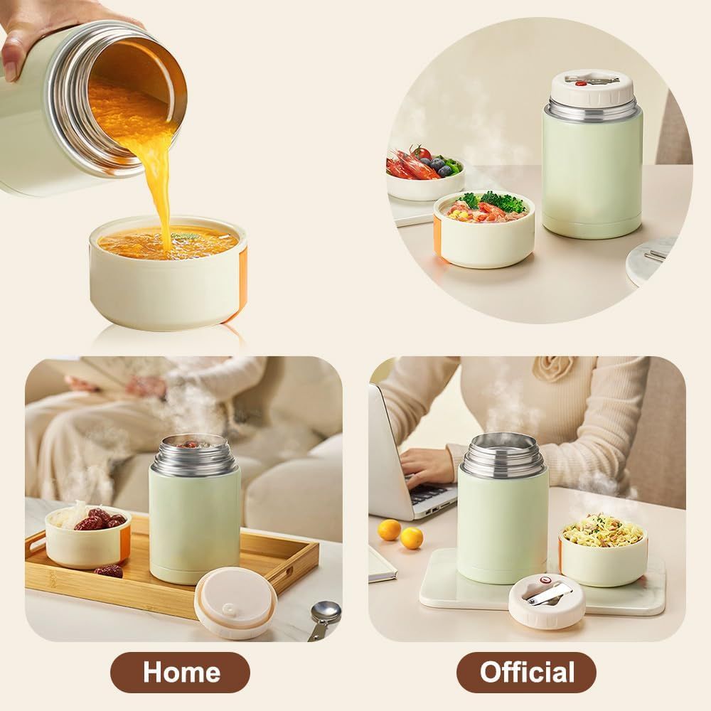 Blue 800ml Stainless Steel Thermal Stew Jar Portable Insulated Lunch Pot with Handle – Vacuum Insulated Soup Container(Retractable style) Kemu |Fashion Home Kitchen Beauty