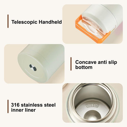 Brown 800ml Stainless Steel Thermal Stew Jar Portable Insulated Lunch Pot with Handle – Vacuum Insulated Soup Container(Retractable style) Kemu |Fashion Home Kitchen Beauty