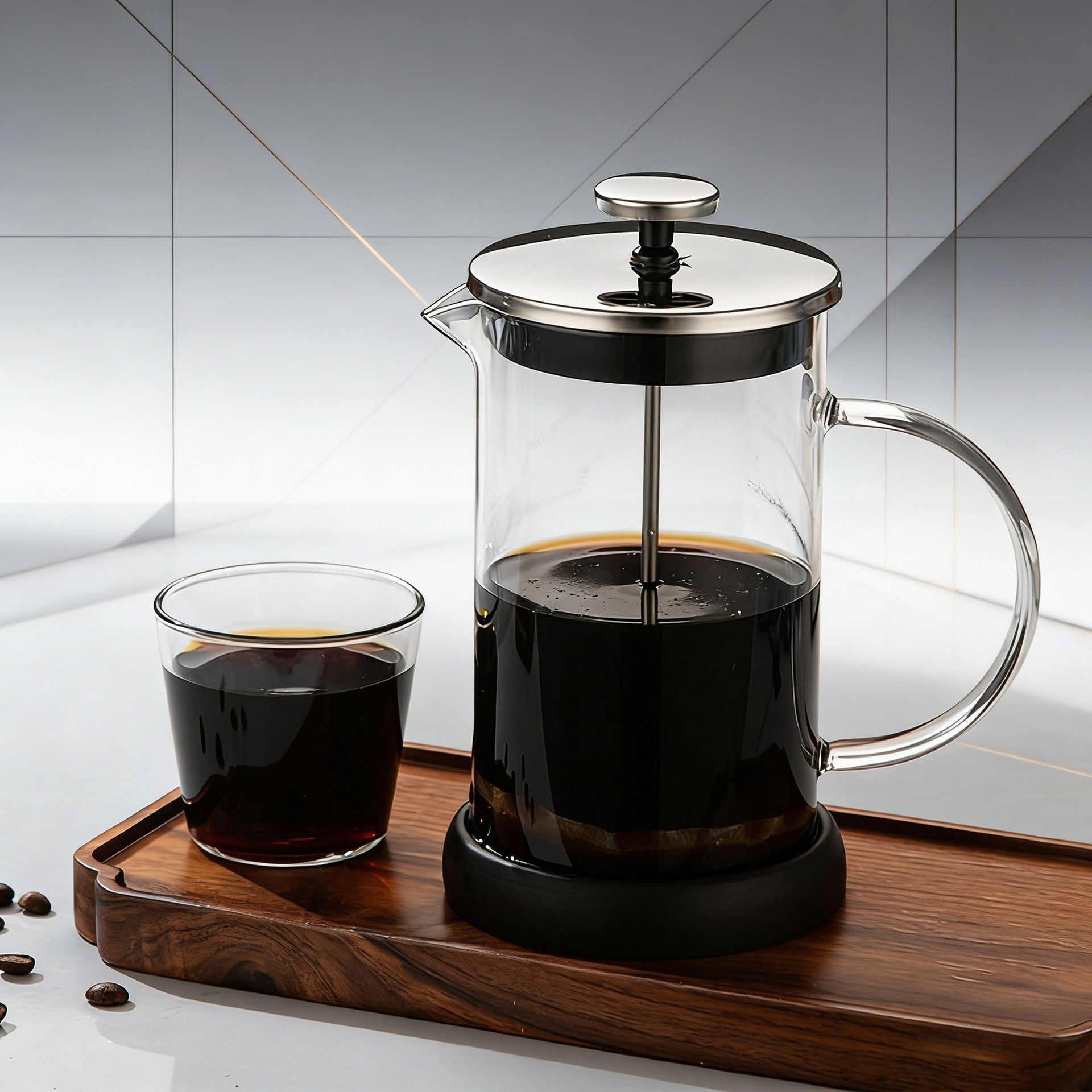 1000ML Premium Dual-Layer Borosilicate Glass French Press Coffee Maker with 304 Stainless Steel Lid – High-Density 3D Filter Mesh Cafetiere, Manual Milk Frother and Tea Infuser Pot Kemu |Fashion Home Kitchen Beauty