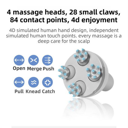 Pink Wireless Electric Scalp Massager with 28 Soft Silicone Massage Claws Storage Base - Rechargeable Hand-Simulated 4D Deep Kneading Head Massage Device for Humans and Pets Kemu |Fashion Home Kitchen Beauty