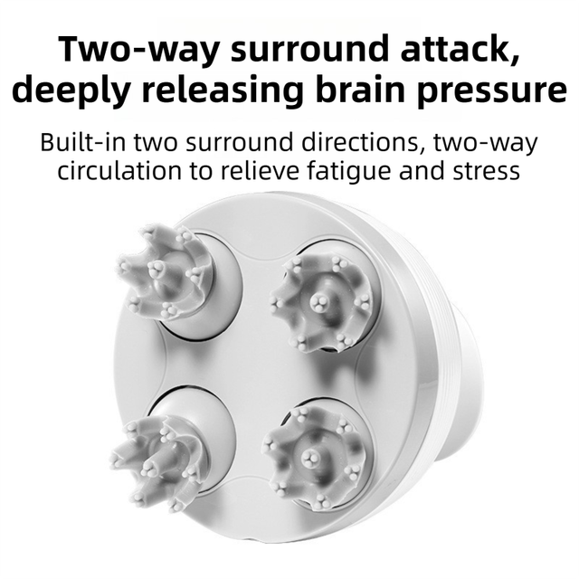 Blue Wireless Electric Scalp Massager with 28 Soft Silicone Massage Claws Storage Base - Rechargeable Hand-Simulated 4D Deep Kneading Head Massage Device for Humans and Pets