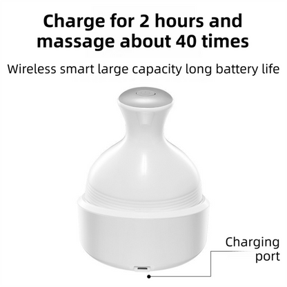Blue Wireless Electric Scalp Massager with 28 Soft Silicone Massage Claws Storage Base - Rechargeable Hand-Simulated 4D Deep Kneading Head Massage Device for Humans and Pets