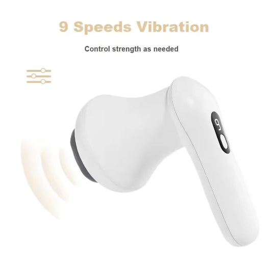 White Wireless Multi Function Fat Burning & Body Shaping Massager with 9 Speed Levels, 5 Massage Heads, Smart Digital Display and Type-C Charging - Portable Slimming Vibration Machine for Muscle Relaxation Sculpting Kemu |Fashion Home Kitchen Beauty