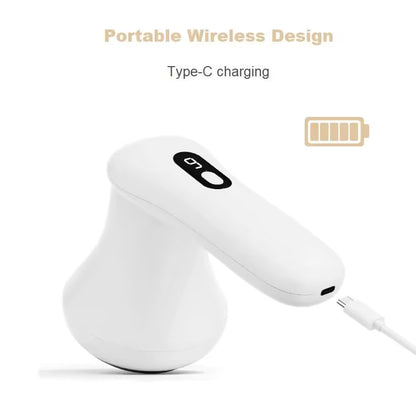 White Wireless Multi Function Fat Burning & Body Shaping Massager with 9 Speed Levels, 5 Massage Heads, Smart Digital Display and Type-C Charging - Portable Slimming Vibration Machine for Muscle Relaxation Sculpting