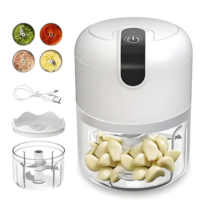 White 250ML Electric Mini Food Processor & Garlic Chopper with 3 Stainless Steel Blades & USB Charging – Portable Smasher & Meat Grinder for Vegetable,Chili,Fruits,Ginger and Baby Food,Seasoning Kemu |Fashion Home Kitchen Beauty