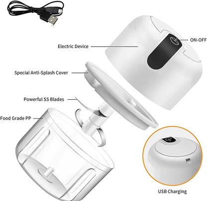 White 250ML Electric Mini Food Processor & Garlic Chopper with 3 Stainless Steel Blades & USB Charging – Portable Smasher & Meat Grinder for Vegetable,Chili,Fruits,Ginger and Baby Food,Seasoning Kemu |Fashion Home Kitchen Beauty