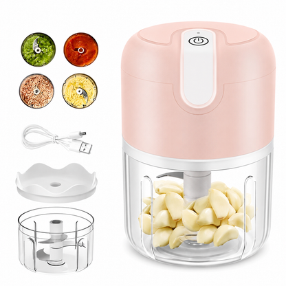 Pink 250ML Electric Mini Food Processor & Garlic Chopper with 3 Stainless Steel Blades & USB Charging – Portable Smasher & Meat Grinder for Vegetable,Chili,Fruits,Ginger and Baby Food,Seasoning Kemu |Fashion Home Kitchen Beauty