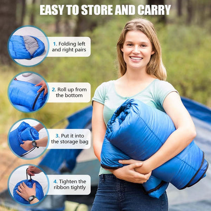 210 x 75cm Dark Green Portable Envelope Camping Sleeping Bag 1.3kg Thickened Warm Sleeping Bag with Carry Bag, Convertible Blanket Design & 4 Seasons Cold Weather or Warm for Hiking Travel Indoor Outdoor Use Kemu |Fashion Home Kitchen Beauty