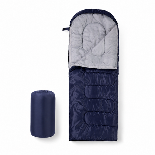 210 x 75cm Navy Blue Portable Envelope Camping Sleeping Bag 1.3kg Thickened Warm Sleeping Bag with Carry Bag, Convertible Blanket Design & 4 Seasons Cold Weather or Warm for Hiking Travel Indoor Outdoor Use