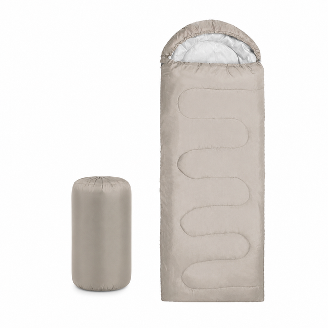 210 x 75cm Beige Portable Envelope Camping Sleeping Bag 1.3kg Thickened Warm Sleeping Bag with Carry Bag, Convertible Blanket Design & 4 Seasons Cold Weather or Warm for Hiking Travel Indoor Outdoor Use Kemu |Fashion Home Kitchen Beauty
