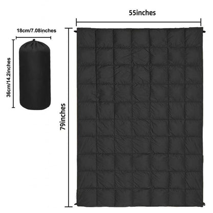 200x140cm Black Large Outdoor Camping Down Cotton Wearable Warmth Blanket, Quilted Poncho Shawl Throw with Storage Bag, Lightweight Warm Camping Quilt for Camping Travel Home Use Kemu |Fashion Home Kitchen Beauty