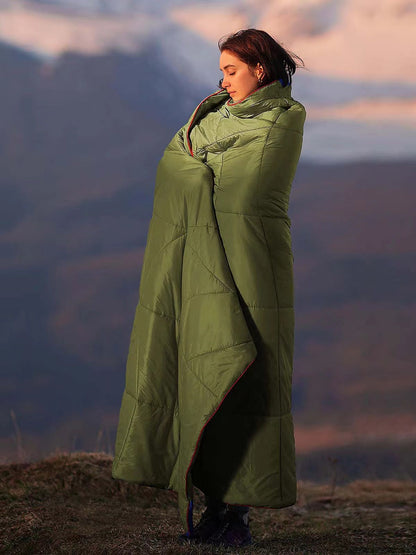 200x140cm Green Large Outdoor Camping Down Cotton Wearable Warmth Blanket, Quilted Poncho Shawl Throw with Storage Bag, Lightweight Warm Camping Quilt for Camping Travel Home Use Kemu |Fashion Home Kitchen Beauty