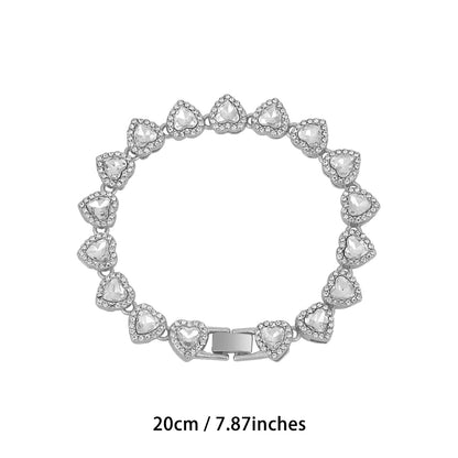 Silver-Plated Heart Rhinestone Cuban Link 20 inch Tennis Necklace and 8 inch Tennis Bracelet Set for Women, Crystal Heart Chain Fashion Jewelry Accessories with Gift Box Kemu |Fashion Home Kitchen Beauty