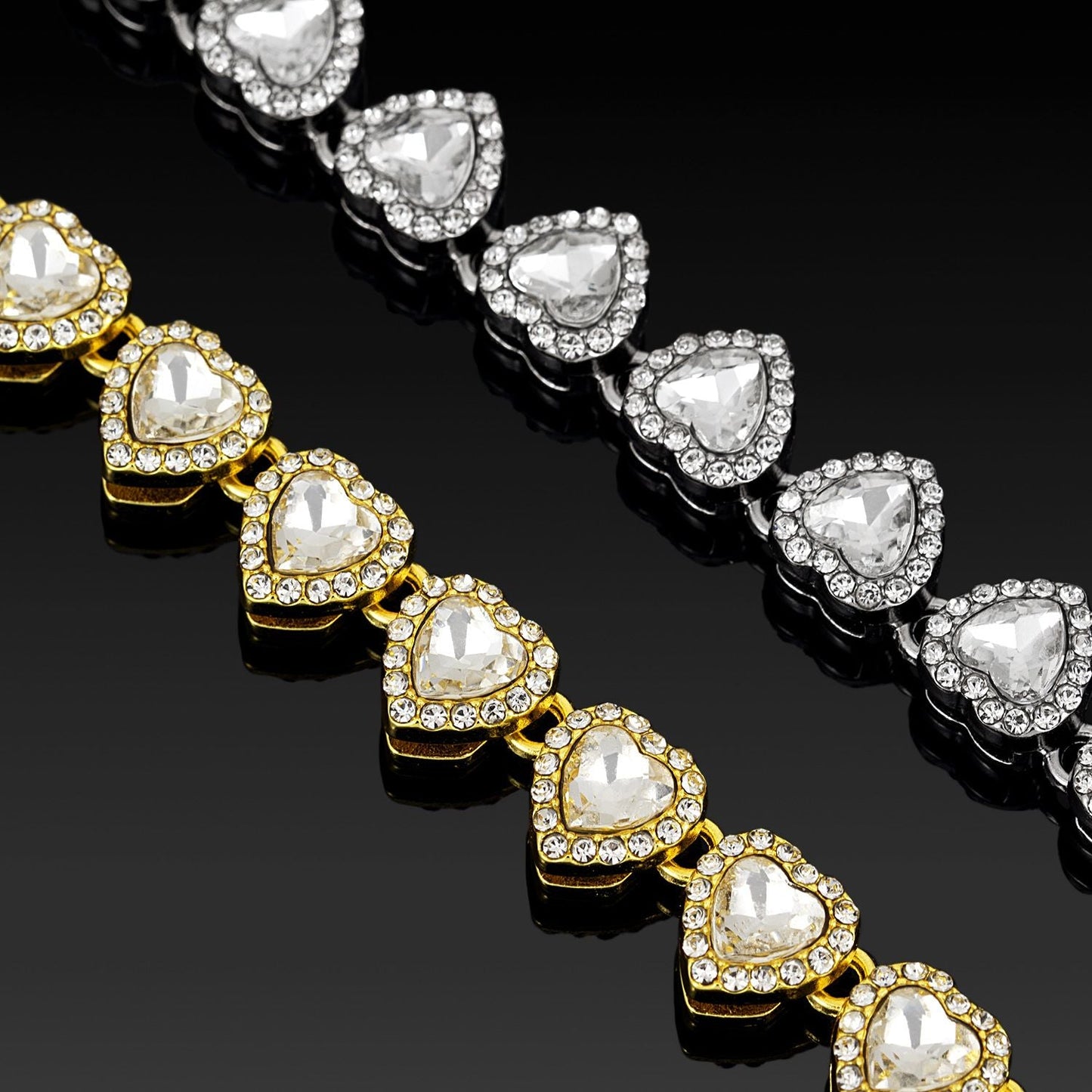Gold-Plated Heart Rhinestone Cuban Link 18 inch Tennis Necklace and 7 inch Tennis Bracelet Set for Women, Crystal Heart Chain Fashion Jewelry Accessories with Gift Box Kemu |Fashion Home Kitchen Beauty
