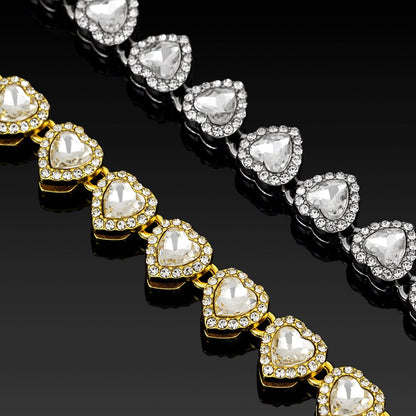 Gold-Plated Heart Rhinestone Cuban Link 18 inch Tennis Necklace and 7 inch Tennis Bracelet Set for Women, Crystal Heart Chain Fashion Jewelry Accessories with Gift Box Kemu |Fashion Home Kitchen Beauty