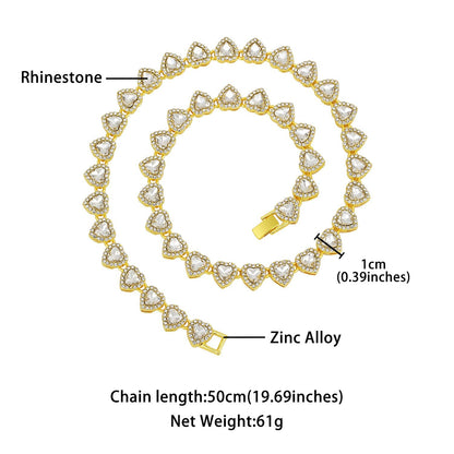 Gold-Plated Heart Rhinestone Cuban Link 18 inch Tennis Necklace and 7 inch Tennis Bracelet Set for Women, Crystal Heart Chain Fashion Jewelry Accessories with Gift Box Kemu |Fashion Home Kitchen Beauty