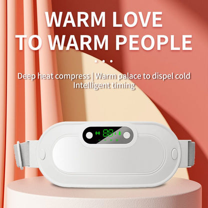 White Portable USB Rechargeable Graphene Heating Waist Belt with Gift Box - 4 Modes Vibrating Abdominal Massager & 3 Levels Large Area Heating Therapy Pad for Women Kemu |Fashion Home Kitchen Beauty