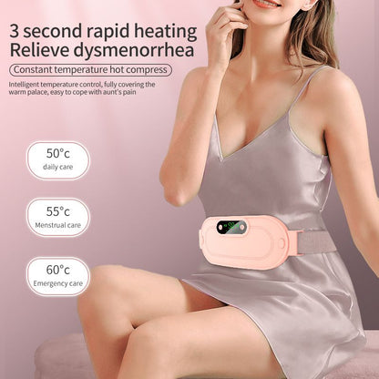 White Portable USB Rechargeable Graphene Heating Waist Belt with Gift Box - 4 Modes Vibrating Abdominal Massager & 3 Levels Large Area Heating Therapy Pad for Women Kemu |Fashion Home Kitchen Beauty