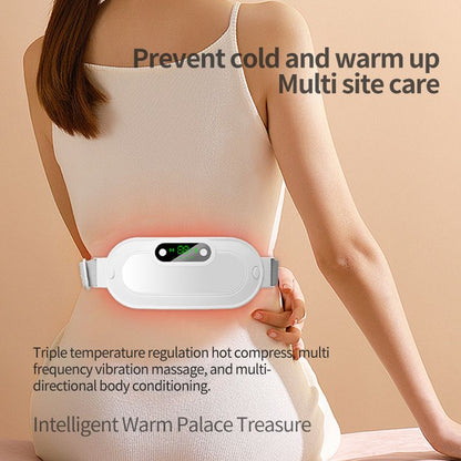 White Portable USB Rechargeable Graphene Heating Waist Belt with Gift Box - 4 Modes Vibrating Abdominal Massager & 3 Levels Large Area Heating Therapy Pad for Women Kemu |Fashion Home Kitchen Beauty