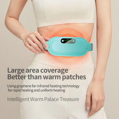 Green Portable USB Rechargeable Graphene Heating Waist Belt with Gift Box - 4 Modes Vibrating Abdominal Massager & 3 Levels Large Area Heating Therapy Pad for Women Kemu |Fashion Home Kitchen Beauty