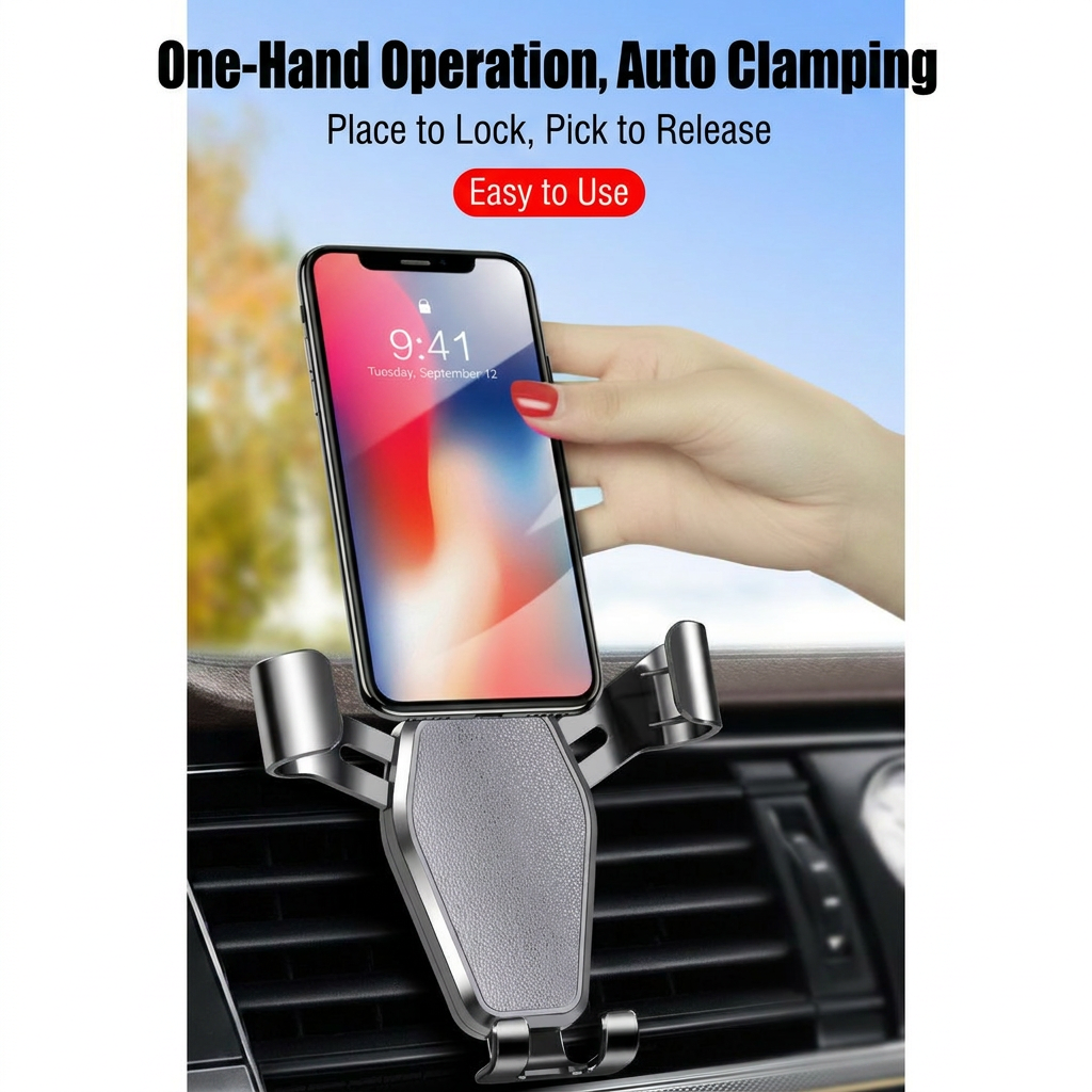 2-Piece Winter Car Safety & Comfort Driving Set with Car Air Vent Gravity Phone Holder and Warm Five-Finger Touchscreen Gloves – One Hand Auto Grip, Triangle Stability & Gravity Locking, All-Season Esports Conductive Touchscreen Gloves Kemu |Fashion Home Kitchen Beauty