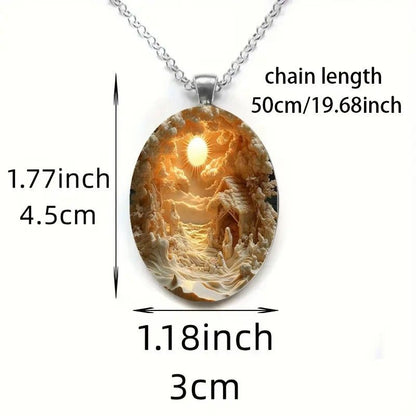 3D Nativity Scene Black Pendant Necklace & Keyring Set with Gift Box – Christmas Glass Cabochon & Alloy Jewellery Combo for Men and Women Kemu |Fashion Home Kitchen Beauty
