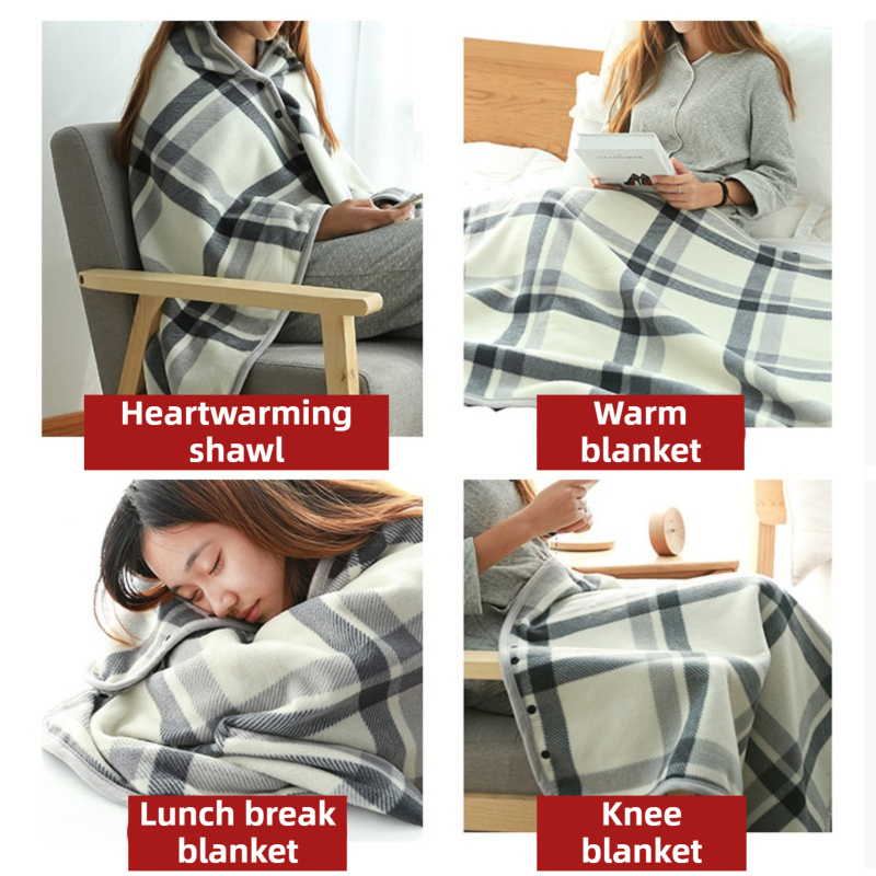 Warm Cozy Study and Office Corner Set with Wearable Dual Layer Fleece Shawl Blanket and Fluffy Plush A5 Lock Diary & Pen Gift Box - Plaid Thermal Nap Wrap and Purple Cute Stationery Kit for Workers and Students Kemu |Fashion Home Kitchen Beauty